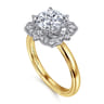 Emerye - 14K Yellow Gold Round Double Halo Diamond Engagement Ring - 0.24 ct