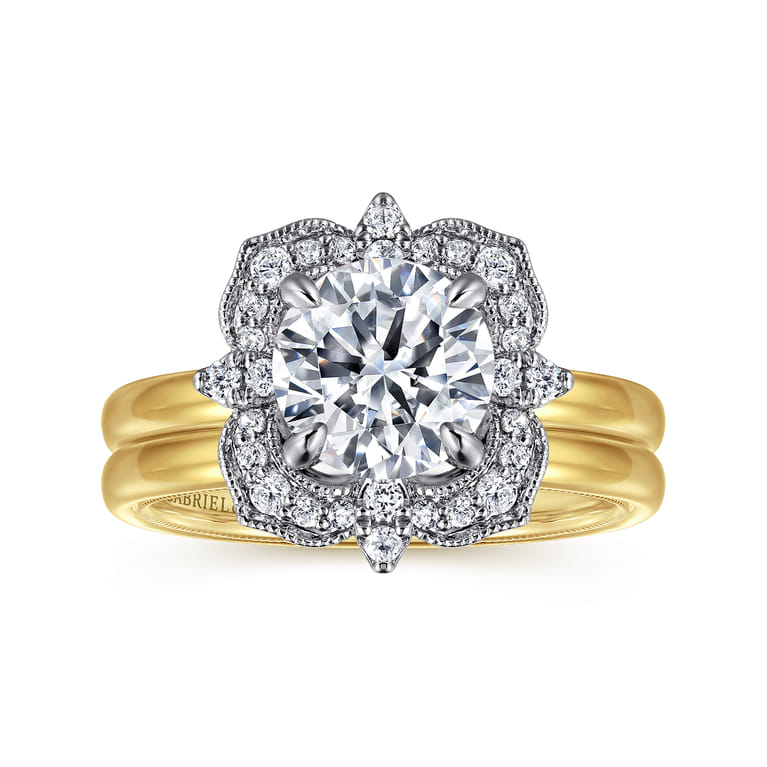 Emerye - 14K Yellow Gold Round Double Halo Diamond Engagement Ring - 0.24 ct - Shot 4