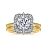 Emerye - 14K Yellow Gold Round Double Halo Diamond Engagement Ring - 0.24 ct