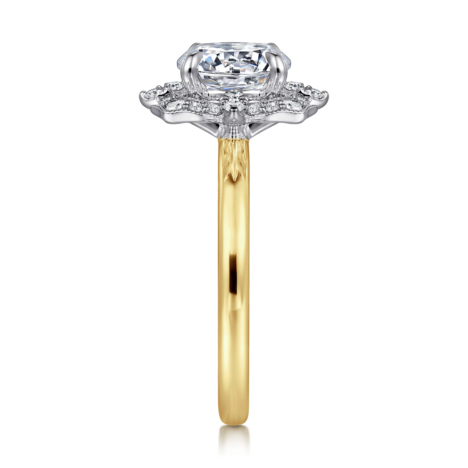 Emerye - 14K Yellow Gold Round Double Halo Diamond Engagement Ring - 0.24 ct - Shot 5
