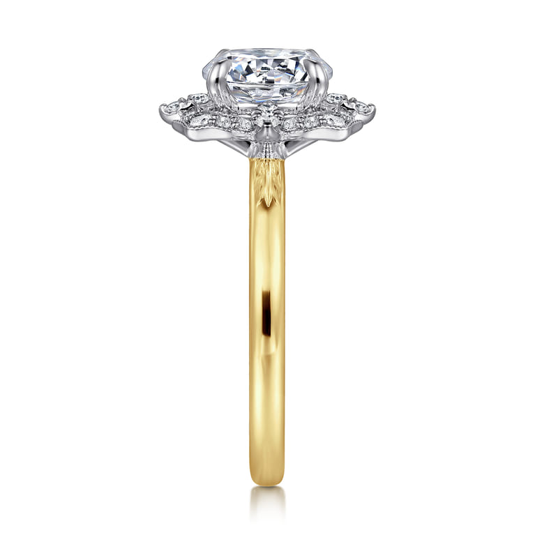 Emerye - 14K Yellow Gold Round Double Halo Diamond Engagement Ring - 0.24 ct - Shot 5