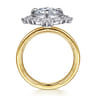 Fernanda - 14K White-Yellow Gold Compass Prong Round Halo Diamond Engagement Ring - 0.65 ct