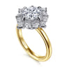Fernanda - 14K White-Yellow Gold Compass Prong Round Halo Diamond Engagement Ring - 0.65 ct