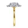Fernanda - 14K White-Yellow Gold Compass Prong Round Halo Diamond Engagement Ring - 0.65 ct