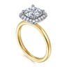 Simona - 14K White-Yellow Gold Round Halo Diamond Engagement Ring - 0.3 ct