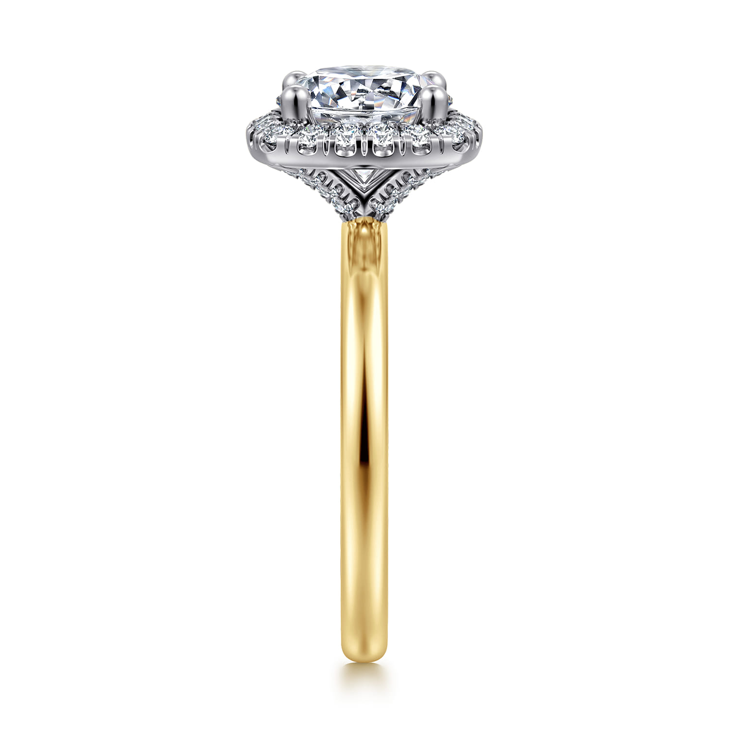 Simona - 14K White-Yellow Gold Round Halo Diamond Engagement Ring - 0.3 ct - Shot 4