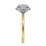 Simona - 14K White-Yellow Gold Round Halo Diamond Engagement Ring - 0.3 ct