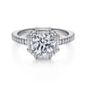Ryland - 18K White Gold Octagonal Halo Round Diamond Engagement Ring - 0.55 ct