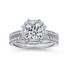 Ryland - 18K White Gold Octagonal Halo Round Diamond Engagement Ring - 0.55 ct
