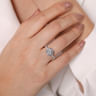 Ryland - 18K White Gold Octagonal Halo Round Diamond Engagement Ring - 0.55 ct