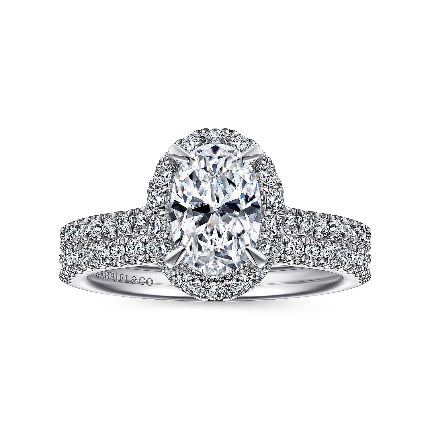 Idina - Platinum Oval Halo Diamond Engagement Ring - 0.32 ct - Shot 4