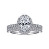 Idina - Platinum Oval Halo Diamond Engagement Ring - 0.32 ct