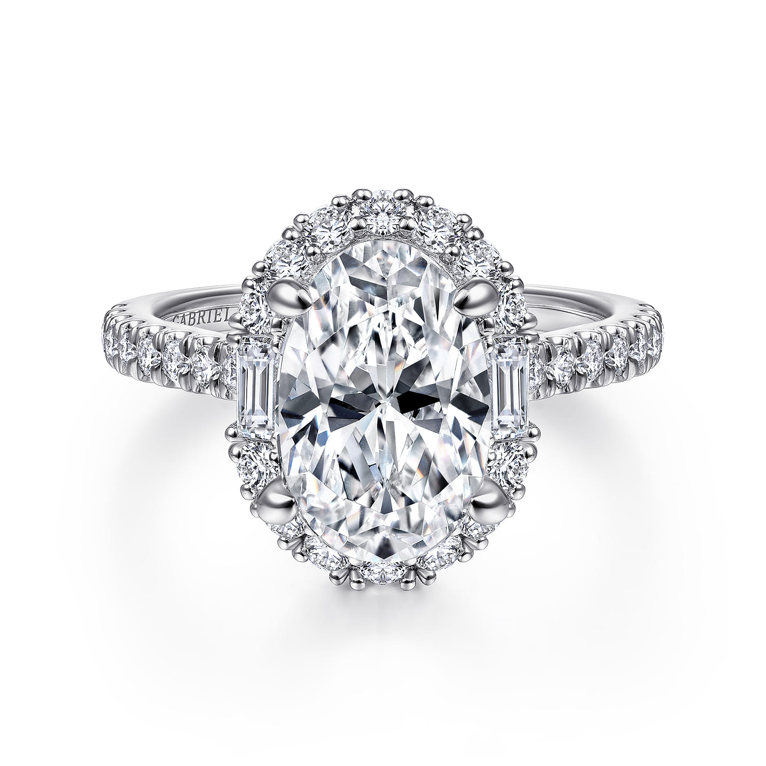 Hamilton - Platinum Oval Halo Diamond Engagement Ring - 0.72 ct - Shot 1