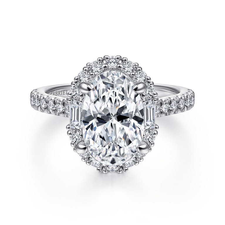 Hamilton - Platinum Oval Halo Diamond Engagement Ring - 0.72 ct - Shot 1