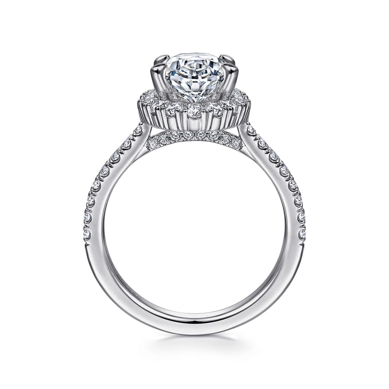 Hamilton - Platinum Oval Halo Diamond Engagement Ring - 0.72 ct - Shot 2