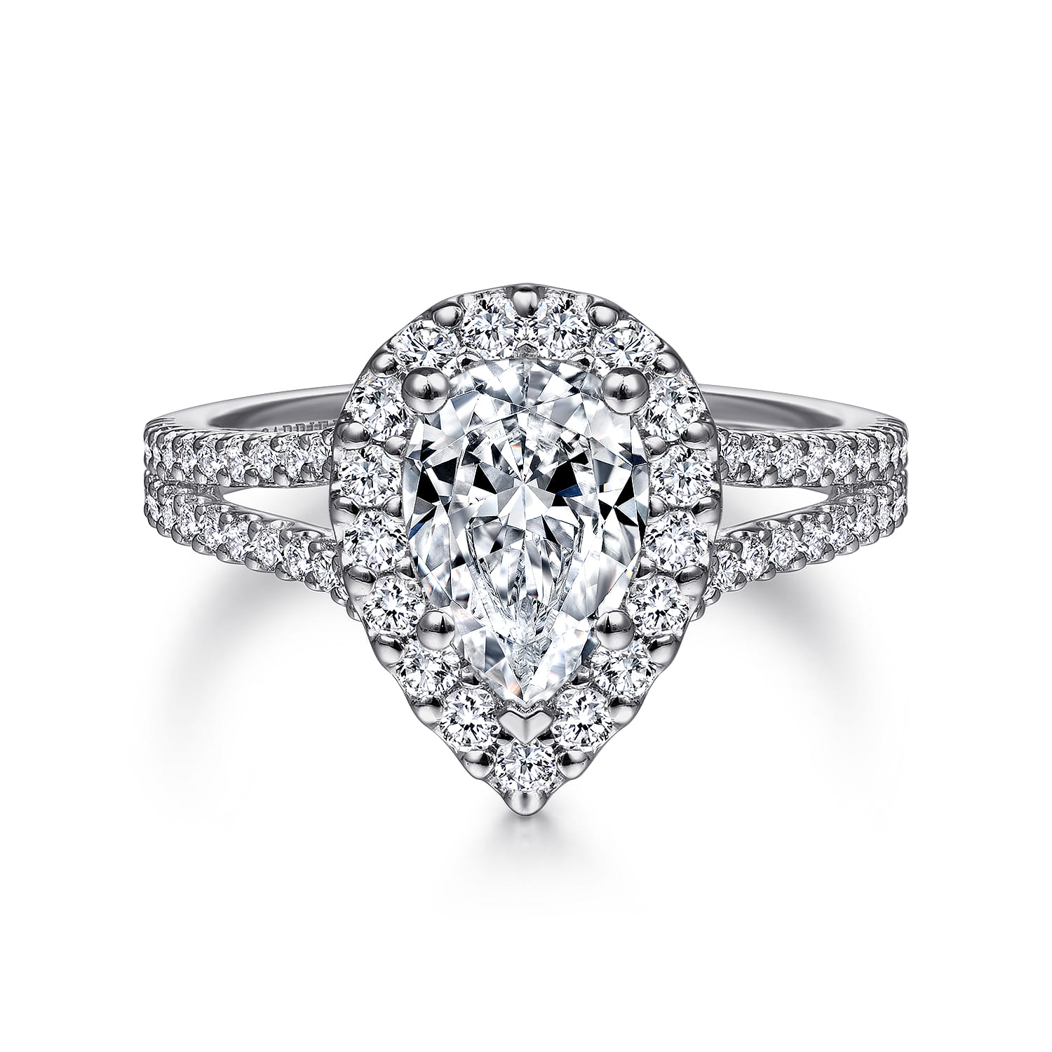 Savannah - Platinum Pear Shape Halo Diamond Engagement Ring - 0.55 ct - Shot 1