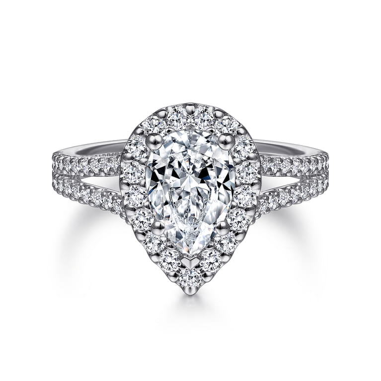 Savannah - Platinum Pear Shape Halo Diamond Engagement Ring - 0.55 ct - Shot 1