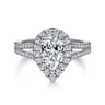 Savannah - Platinum Pear Shape Halo Diamond Engagement Ring - 0.55 ct