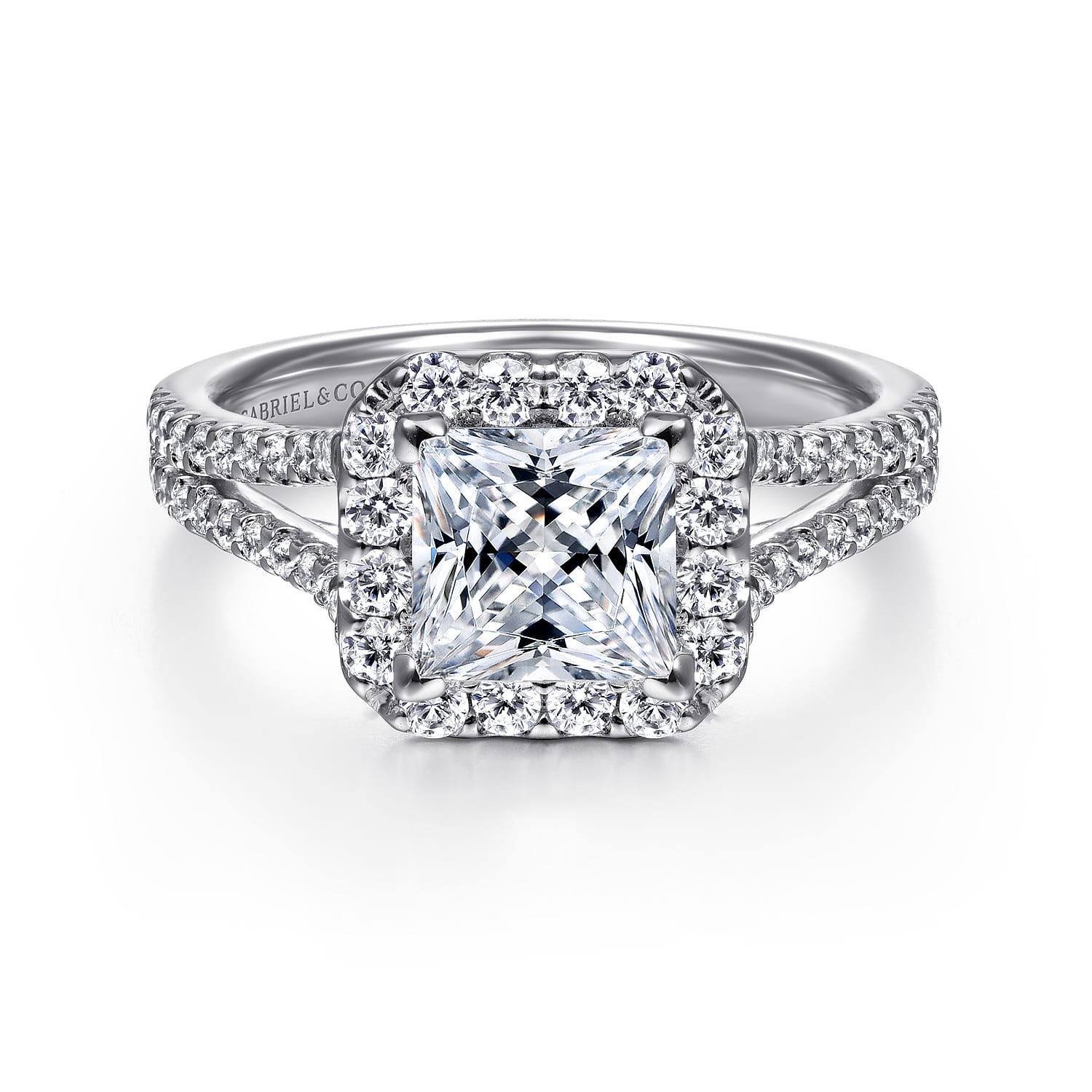 Savannah - Platinum Princess Halo Diamond Engagement Ring - 0.54 ct - Shot 1