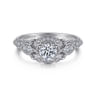 Abel - Platinum Unique Vintage Inspired Diamond Halo Engagement Ring - 0.3 ct