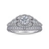 Abel - Platinum Unique Vintage Inspired Diamond Halo Engagement Ring - 0.3 ct