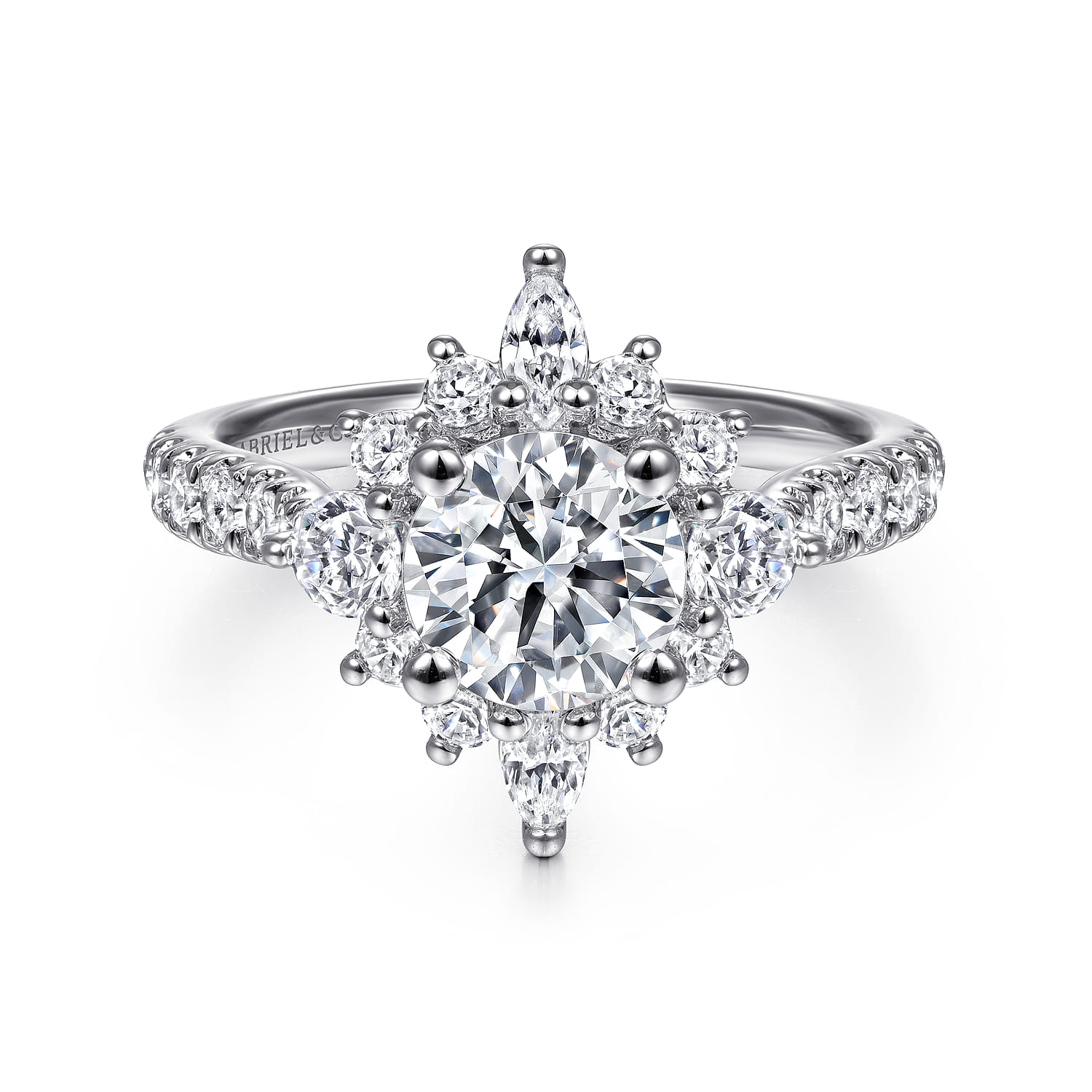 Astor - Platinum Unique Round Halo Engagement Ring - 1 ct - Shot 1