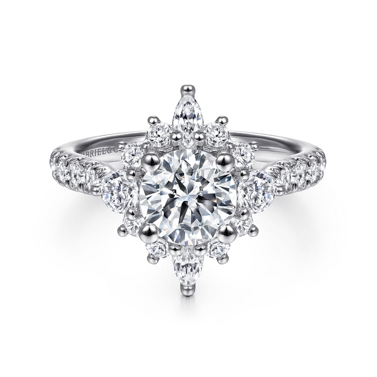 Astor - Platinum Unique Round Halo Engagement Ring - 1 ct - Shot 1
