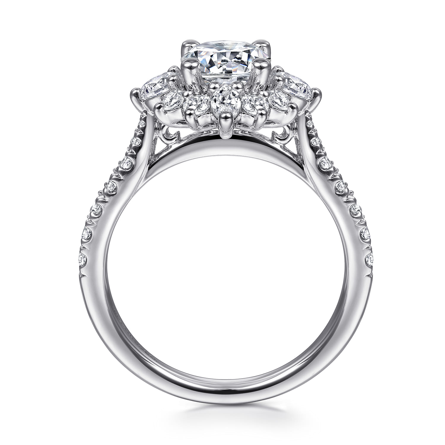 Astor - Platinum Unique Round Halo Engagement Ring - 1 ct - Shot 2
