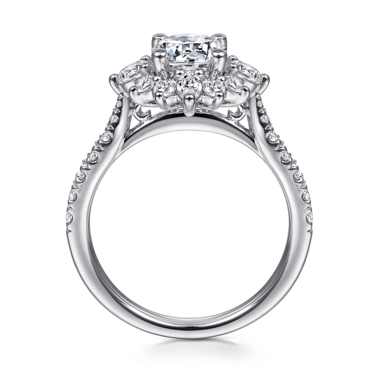 Astor - Platinum Unique Round Halo Engagement Ring - 1 ct - Shot 2