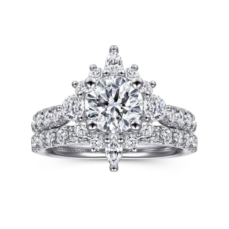Astor - Platinum Unique Round Halo Engagement Ring - 1 ct - Shot 4