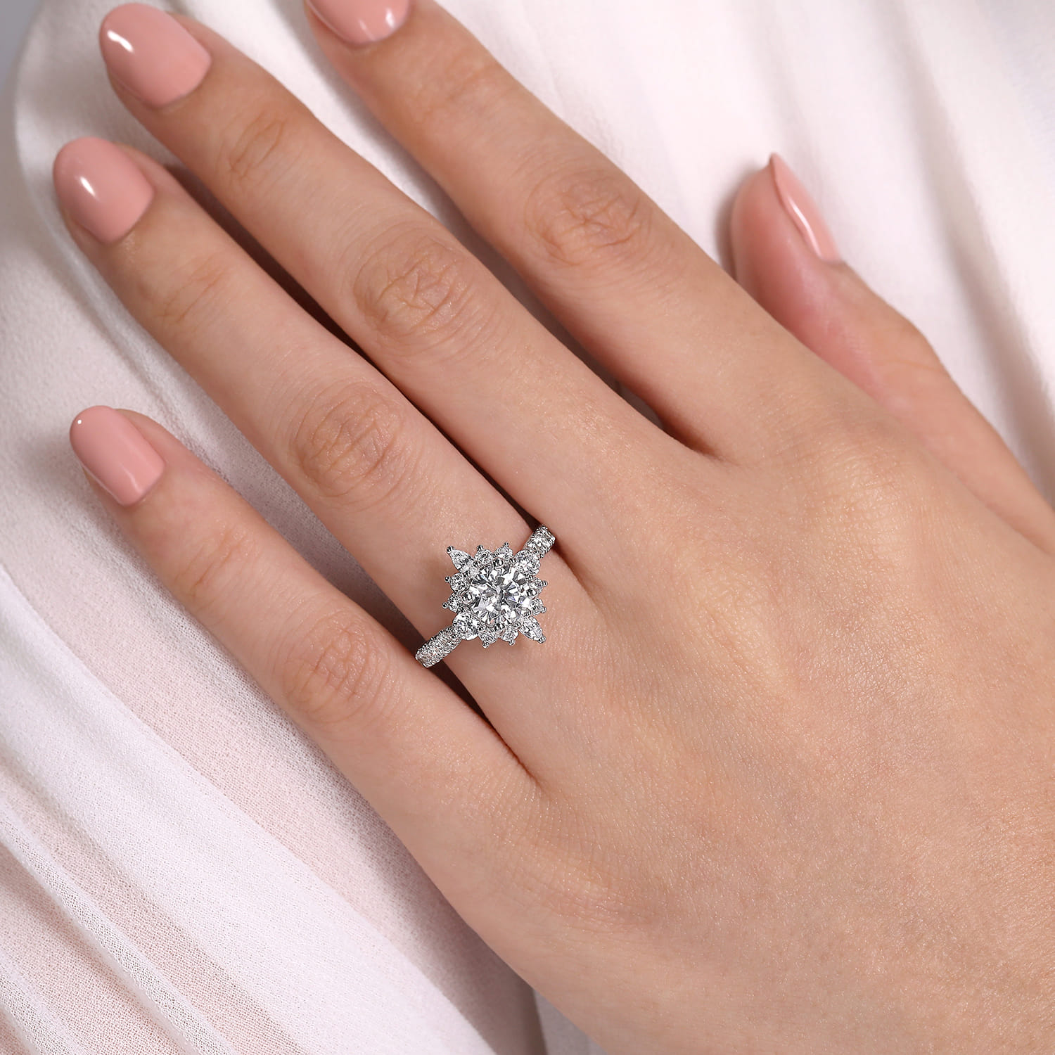 Astor - Platinum Unique Round Halo Engagement Ring - 1 ct - Shot 6