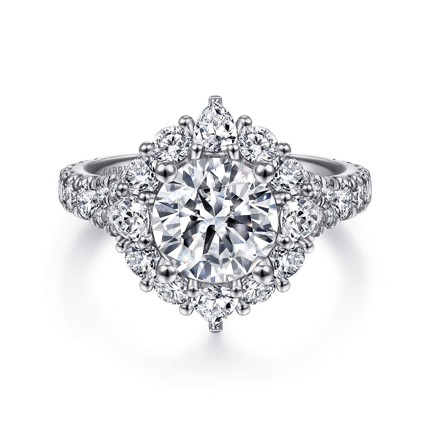 Iolana - Platinum Fancy Halo Round Diamond Engagement Ring - 1.4 ct - Shot 1