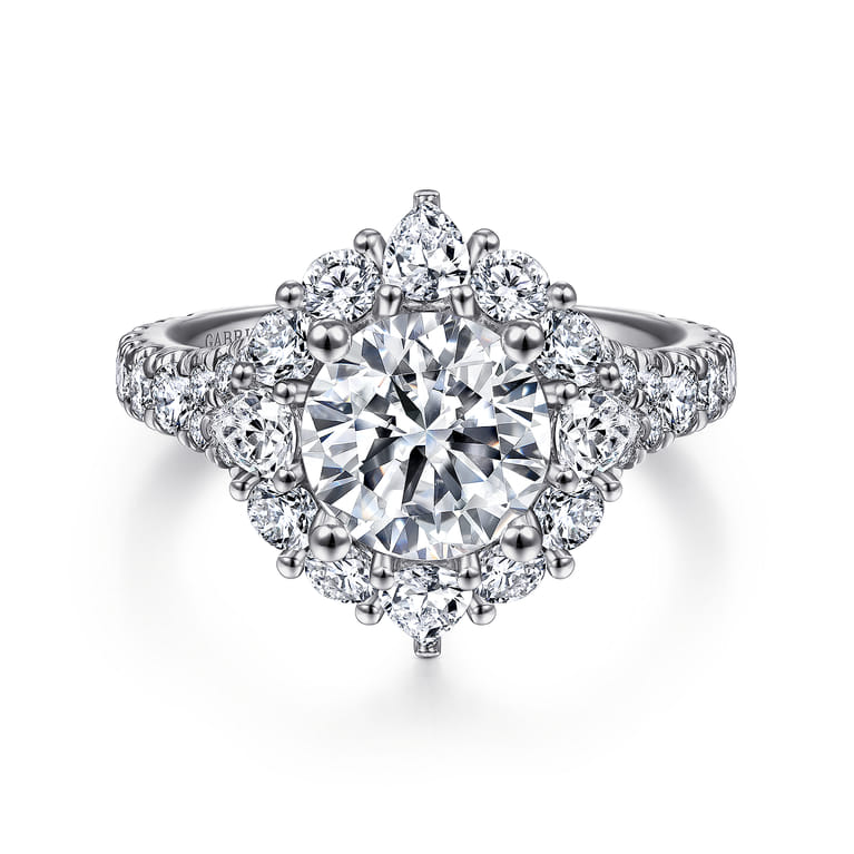 Iolana - Platinum Fancy Halo Round Diamond Engagement Ring - 1.4 ct - Shot 1