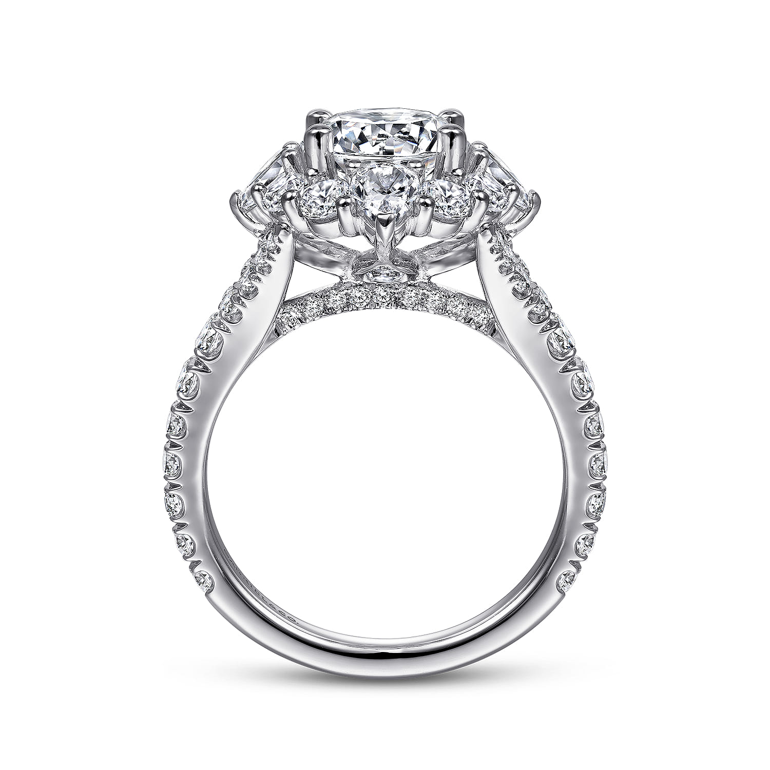 Iolana - Platinum Fancy Halo Round Diamond Engagement Ring - 1.4 ct - Shot 2