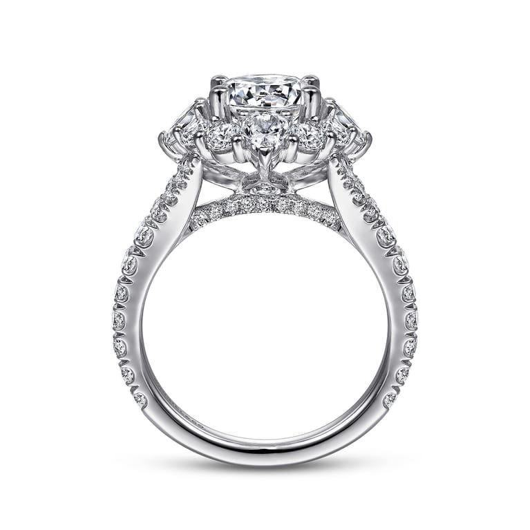 Iolana - Platinum Fancy Halo Round Diamond Engagement Ring - 1.4 ct - Shot 2