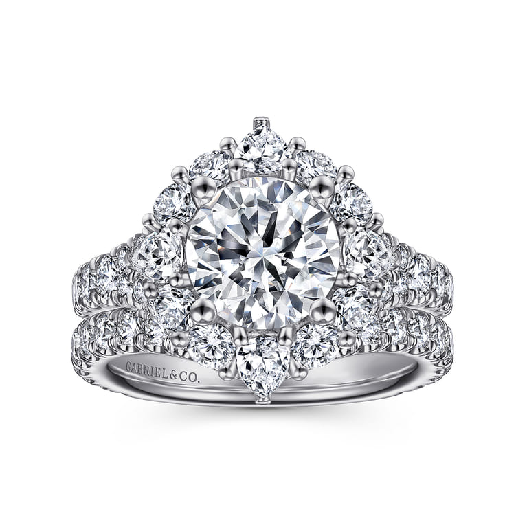 Iolana - Platinum Fancy Halo Round Diamond Engagement Ring - 1.4 ct - Shot 4