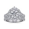 Iolana - Platinum Fancy Halo Round Diamond Engagement Ring - 1.4 ct
