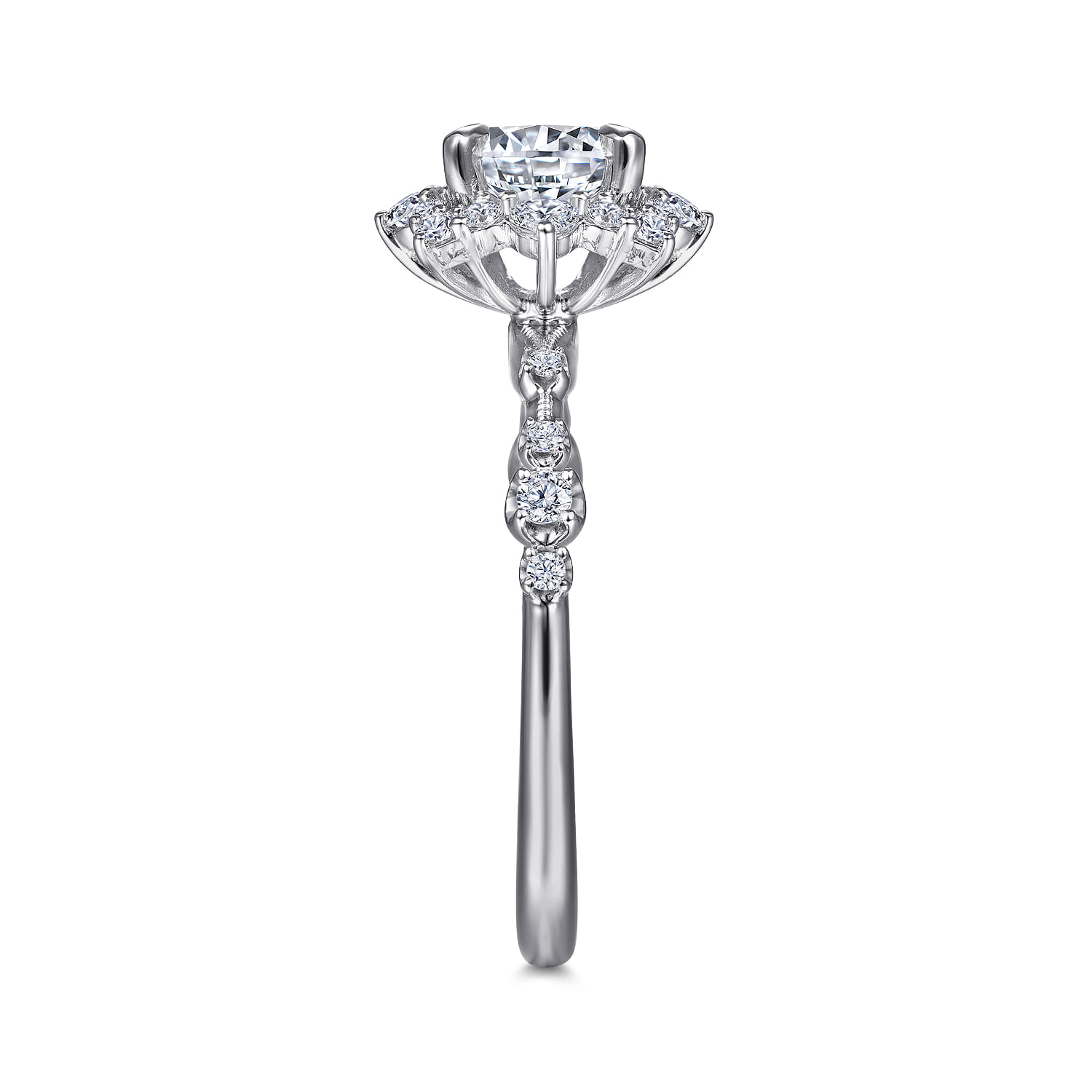 Idalia - Platinum Fancy Halo Round Diamond Engagement Ring - 0.37 ct - Shot 5