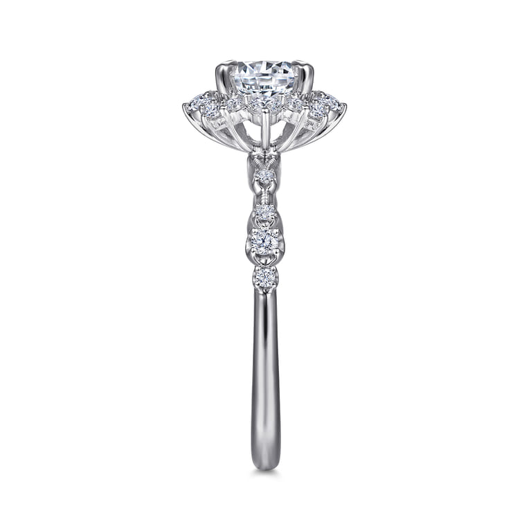 Idalia - Platinum Fancy Halo Round Diamond Engagement Ring - 0.37 ct - Shot 5