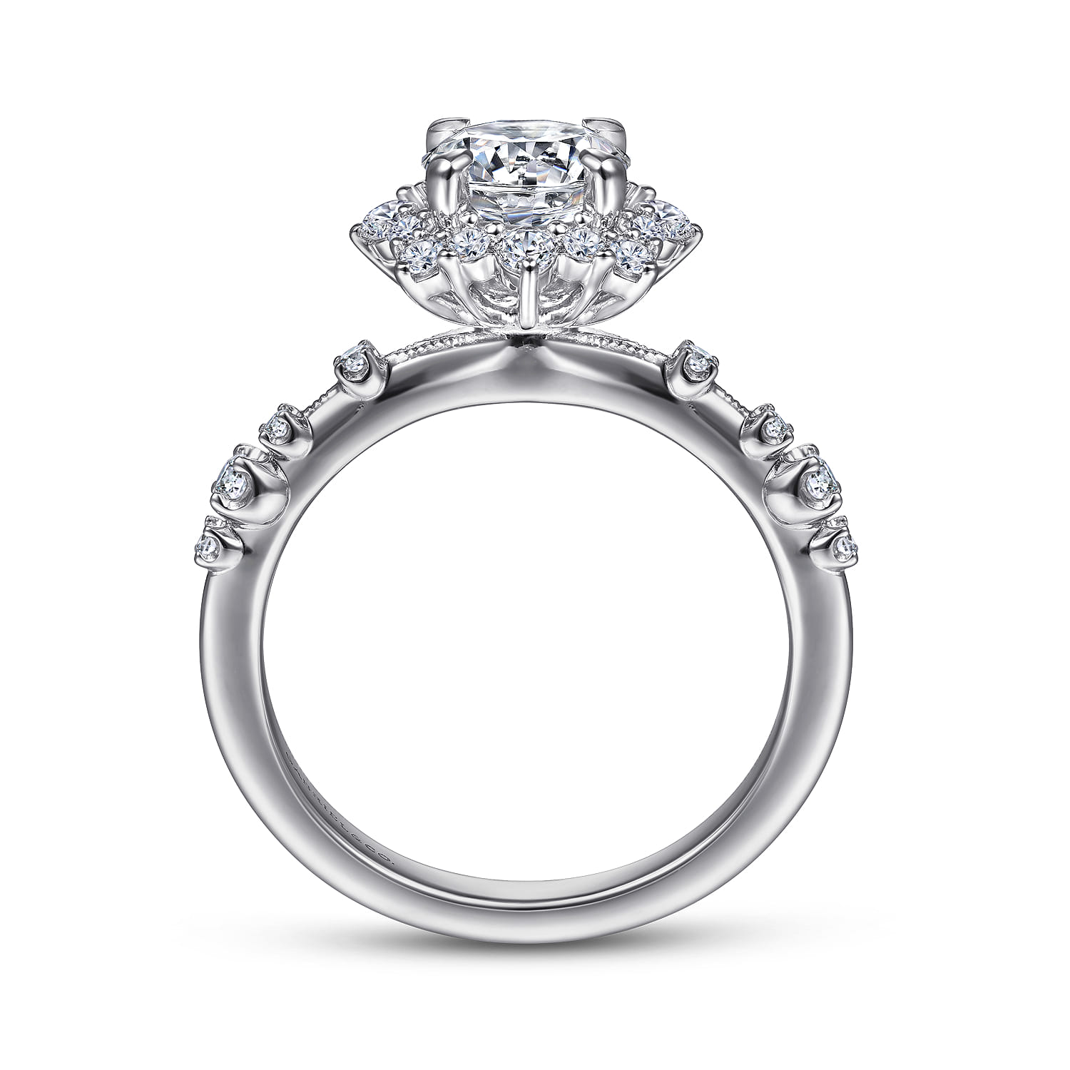 Idalia - Platinum Fancy Halo Round Diamond Engagement Ring - 0.37 ct - Shot 2