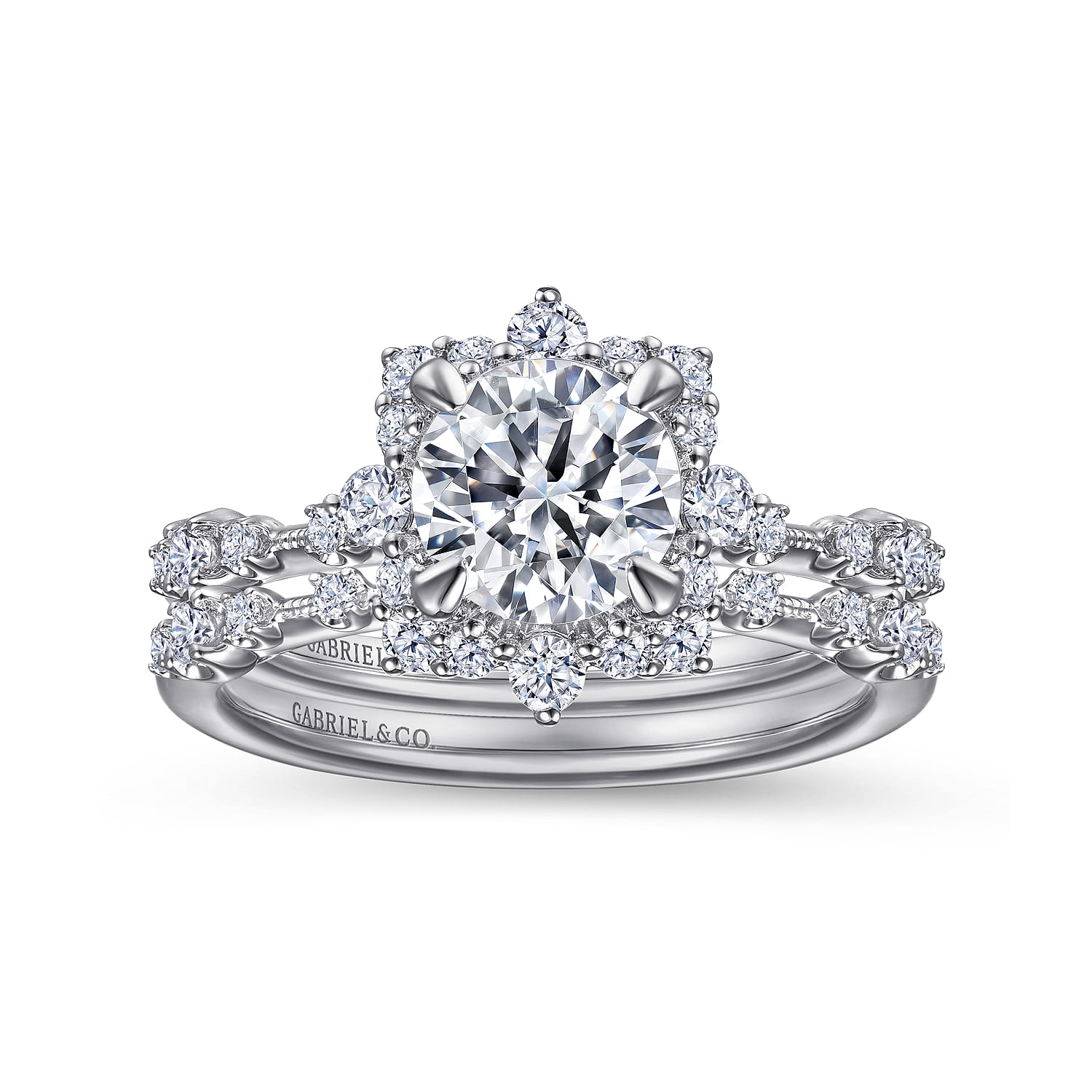 Idalia - Platinum Fancy Halo Round Diamond Engagement Ring - 0.37 ct - Shot 4