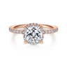 Hart - 14K Rose Gold Cushion Hidden Halo Diamond Engagement Ring - 0.34 ct