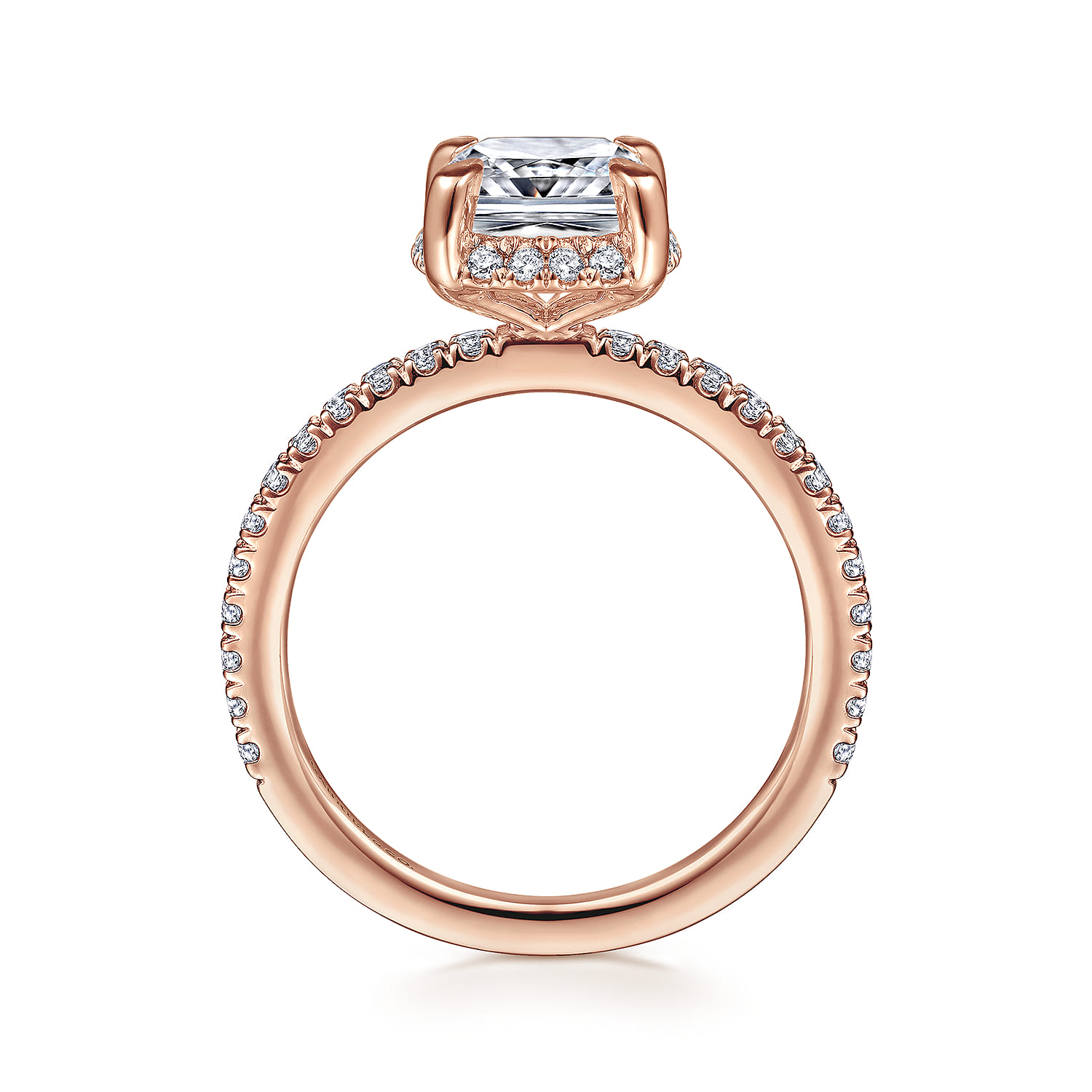 Hart - 14K Rose Gold Cushion Hidden Halo Diamond Engagement Ring - 0.34 ct - Shot 2