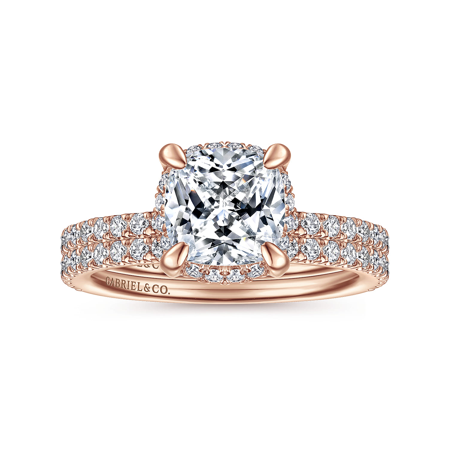Hart - 14K Rose Gold Cushion Hidden Halo Diamond Engagement Ring - 0.34 ct - Shot 4