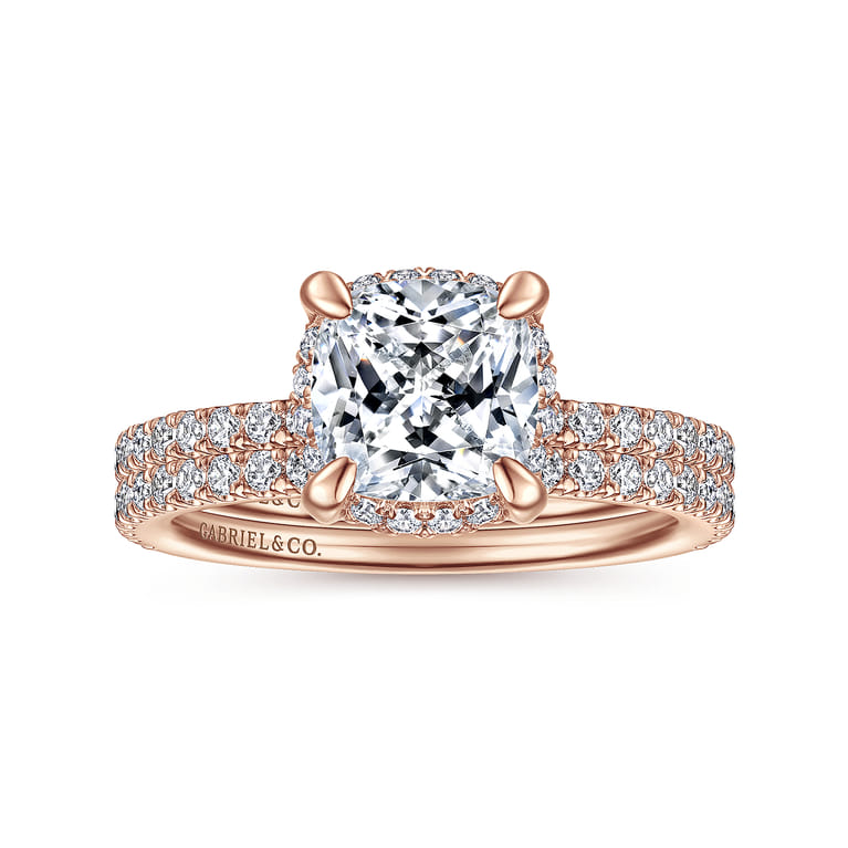 Hart - 14K Rose Gold Cushion Hidden Halo Diamond Engagement Ring - 0.34 ct - Shot 4