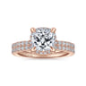 Hart - 14K Rose Gold Cushion Hidden Halo Diamond Engagement Ring - 0.34 ct