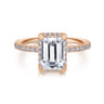 Hart - 14K Rose Gold Hidden Halo Emerald Cut Diamond Engagement Ring - 0.35 ct