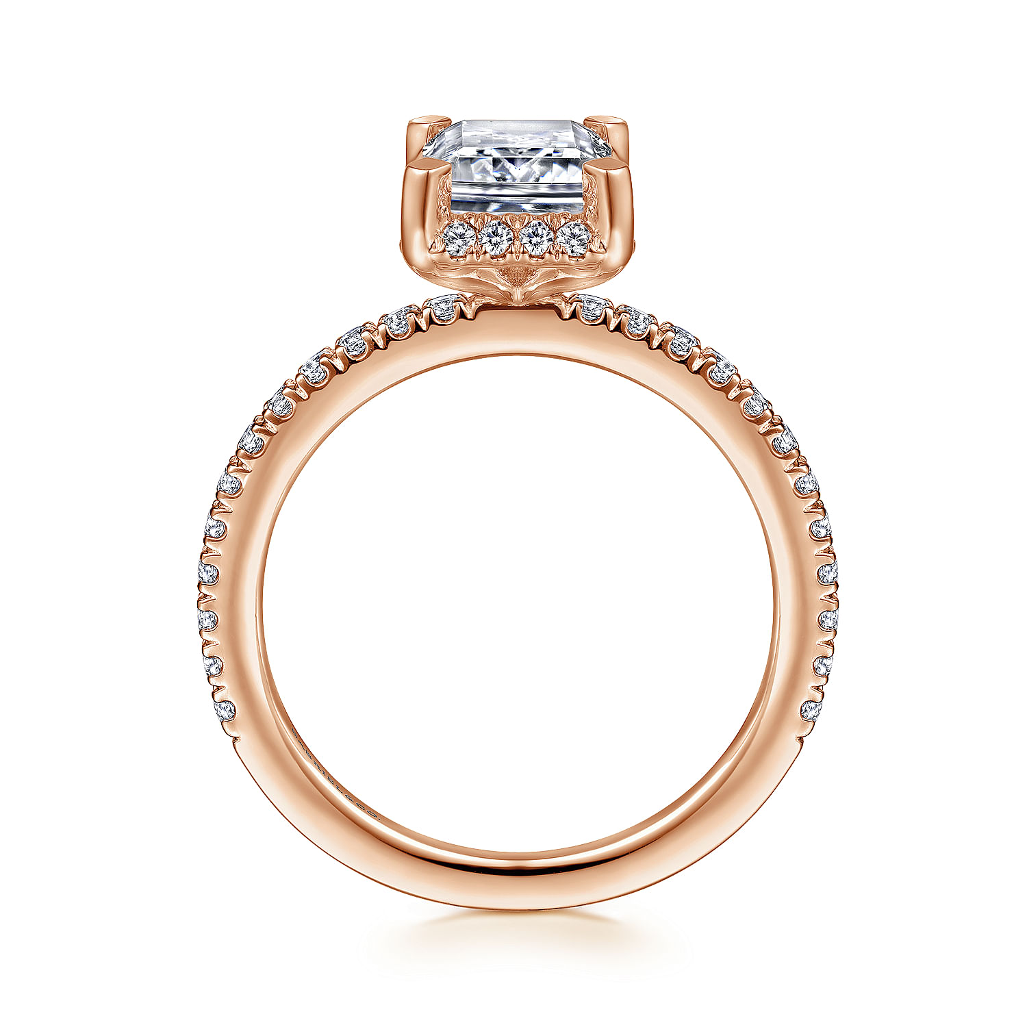 Hart - 14K Rose Gold Hidden Halo Emerald Cut Diamond Engagement Ring - 0.35 ct - Shot 2