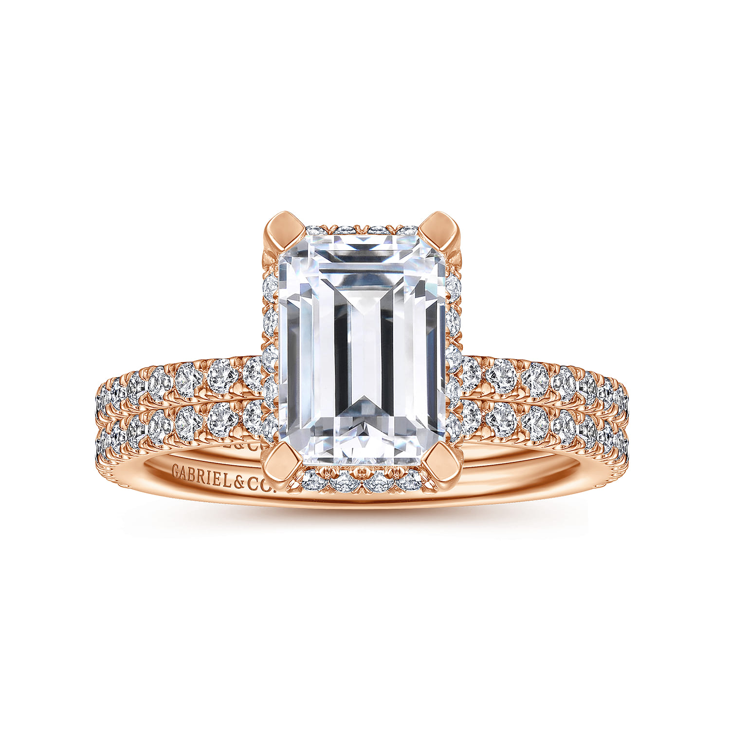 Hart - 14K Rose Gold Hidden Halo Emerald Cut Diamond Engagement Ring - 0.35 ct - Shot 4
