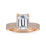 Hart - 14K Rose Gold Hidden Halo Emerald Cut Diamond Engagement Ring - 0.35 ct